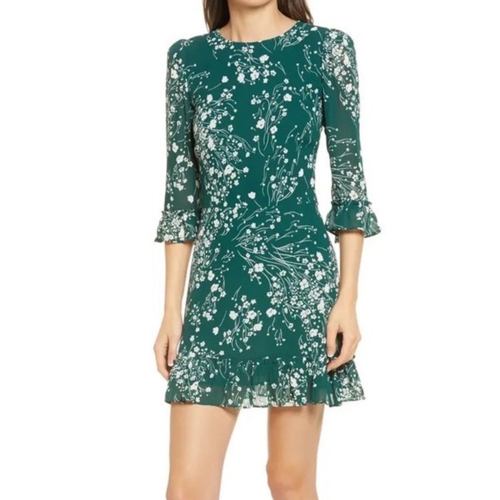 Reformation Doutzen Floral Dress Green Lake Mini 4
